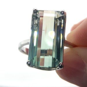 Bi Color Tourmaline 12.20ct Solid 14K White Gold Ring